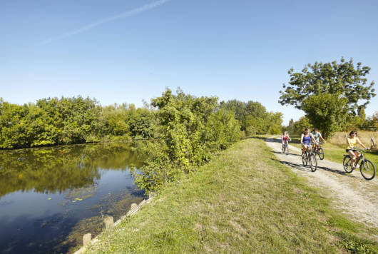 Famille à vélo dans le Marais poitevin